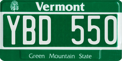 VT license plate YBD550