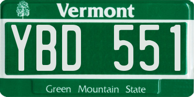 VT license plate YBD551