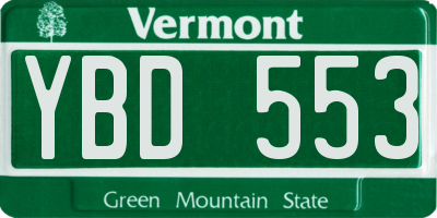 VT license plate YBD553