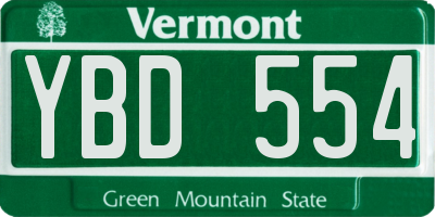 VT license plate YBD554