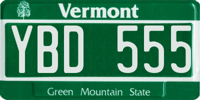 VT license plate YBD555