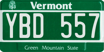 VT license plate YBD557