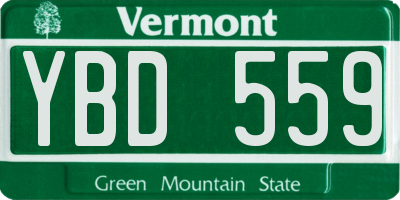 VT license plate YBD559