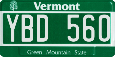 VT license plate YBD560