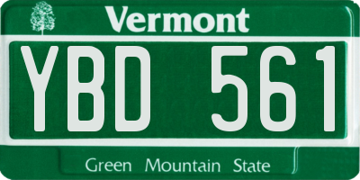 VT license plate YBD561