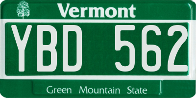 VT license plate YBD562