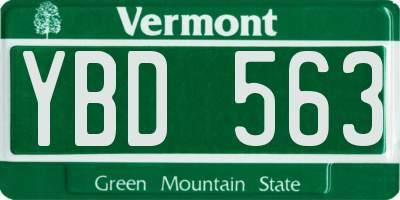 VT license plate YBD563