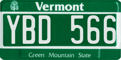 VT license plate YBD566
