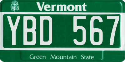 VT license plate YBD567