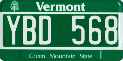 VT license plate YBD568