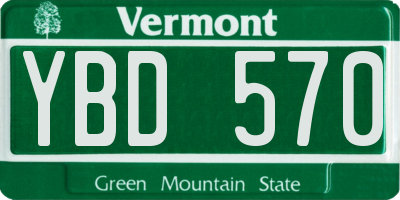 VT license plate YBD570