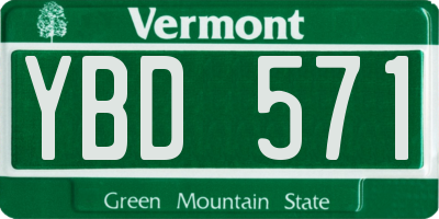 VT license plate YBD571