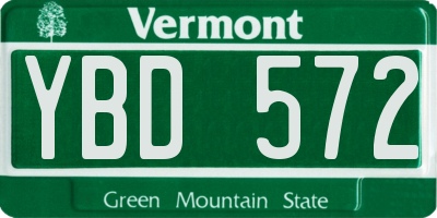 VT license plate YBD572