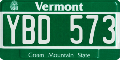 VT license plate YBD573