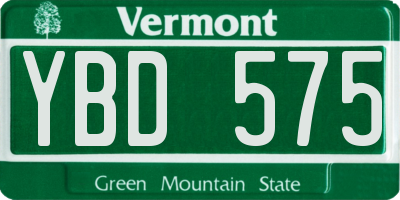 VT license plate YBD575
