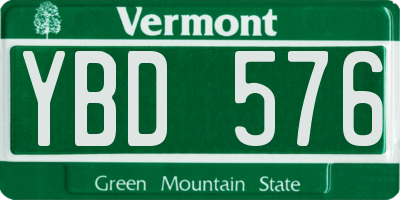 VT license plate YBD576