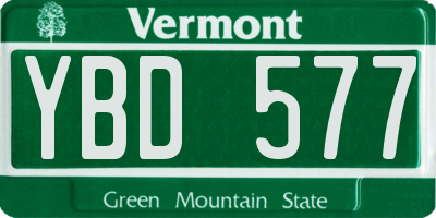 VT license plate YBD577