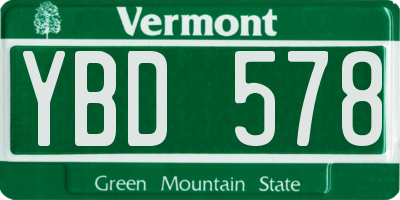 VT license plate YBD578