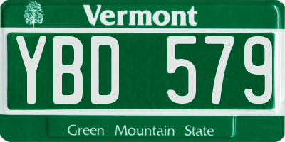 VT license plate YBD579