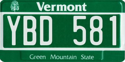 VT license plate YBD581