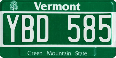 VT license plate YBD585