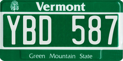 VT license plate YBD587