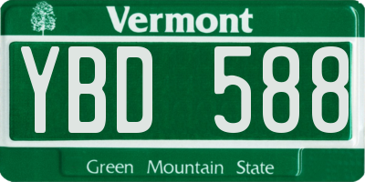 VT license plate YBD588