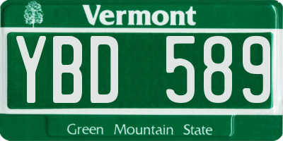 VT license plate YBD589