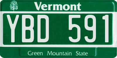 VT license plate YBD591