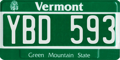 VT license plate YBD593
