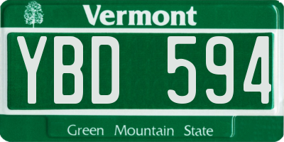 VT license plate YBD594