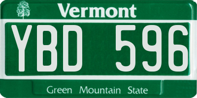 VT license plate YBD596