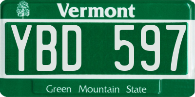 VT license plate YBD597