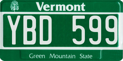 VT license plate YBD599