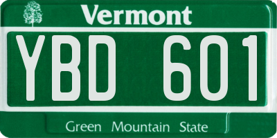 VT license plate YBD601