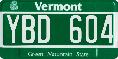 VT license plate YBD604