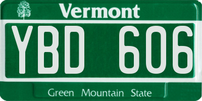 VT license plate YBD606