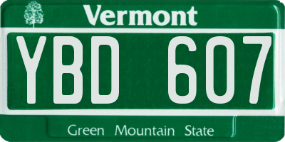 VT license plate YBD607