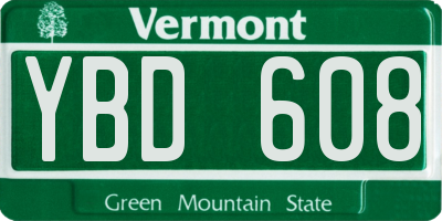 VT license plate YBD608