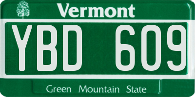 VT license plate YBD609