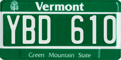 VT license plate YBD610