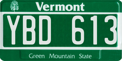 VT license plate YBD613