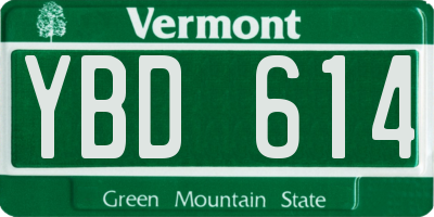VT license plate YBD614