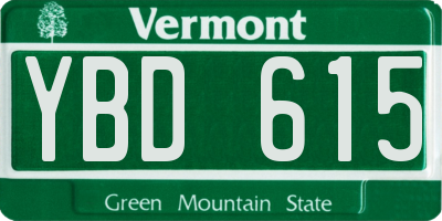 VT license plate YBD615