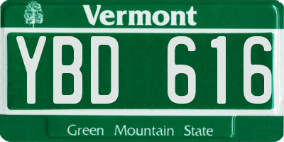 VT license plate YBD616