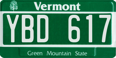 VT license plate YBD617