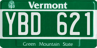 VT license plate YBD621