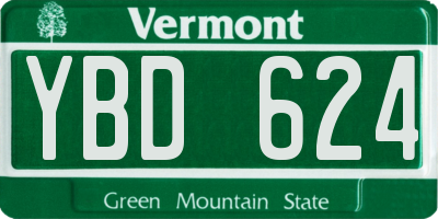 VT license plate YBD624