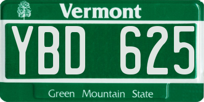 VT license plate YBD625