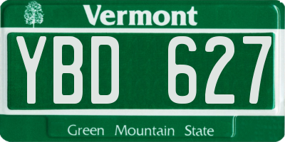VT license plate YBD627